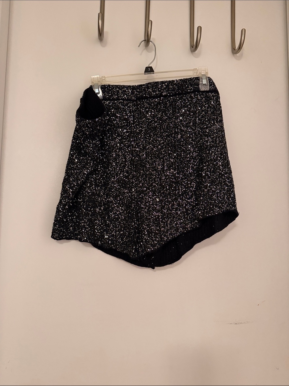 High-Waist Sparkle Black Women's Shorts